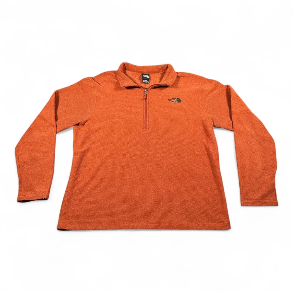 North Face Sweater Adult EXTRA LARGE Orange Pullover Quarter Zip Textured Fleece